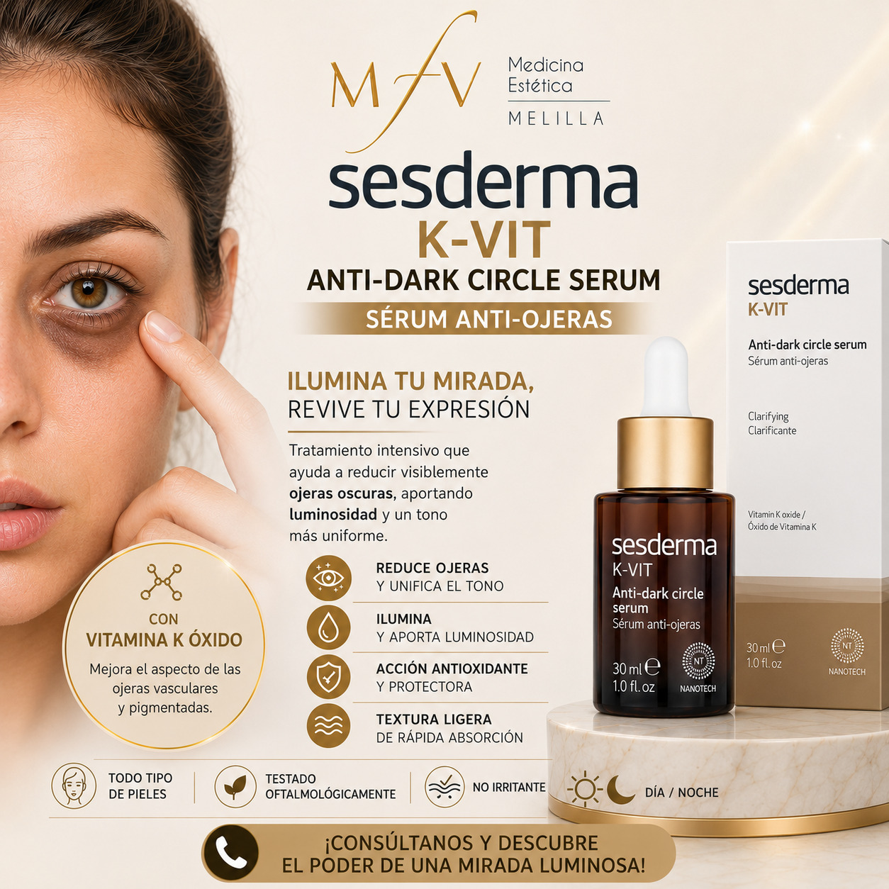 SERUM ANTIOJERAS EFECTO CLARIFICANTE K-VIT 